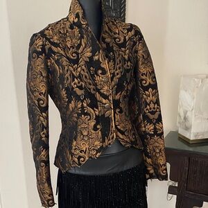 Elegant Black and Gold Paisley Women's Jacket